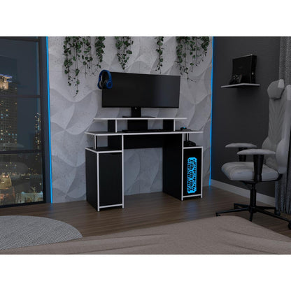 Escritorio Gamer Trolly Wengue y Blanco