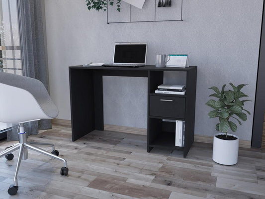 Escritorio Malasia, Wengue, con Un Cajón Archivador y Dos Entrepaños ZF - VIRTUAL MUEBLES