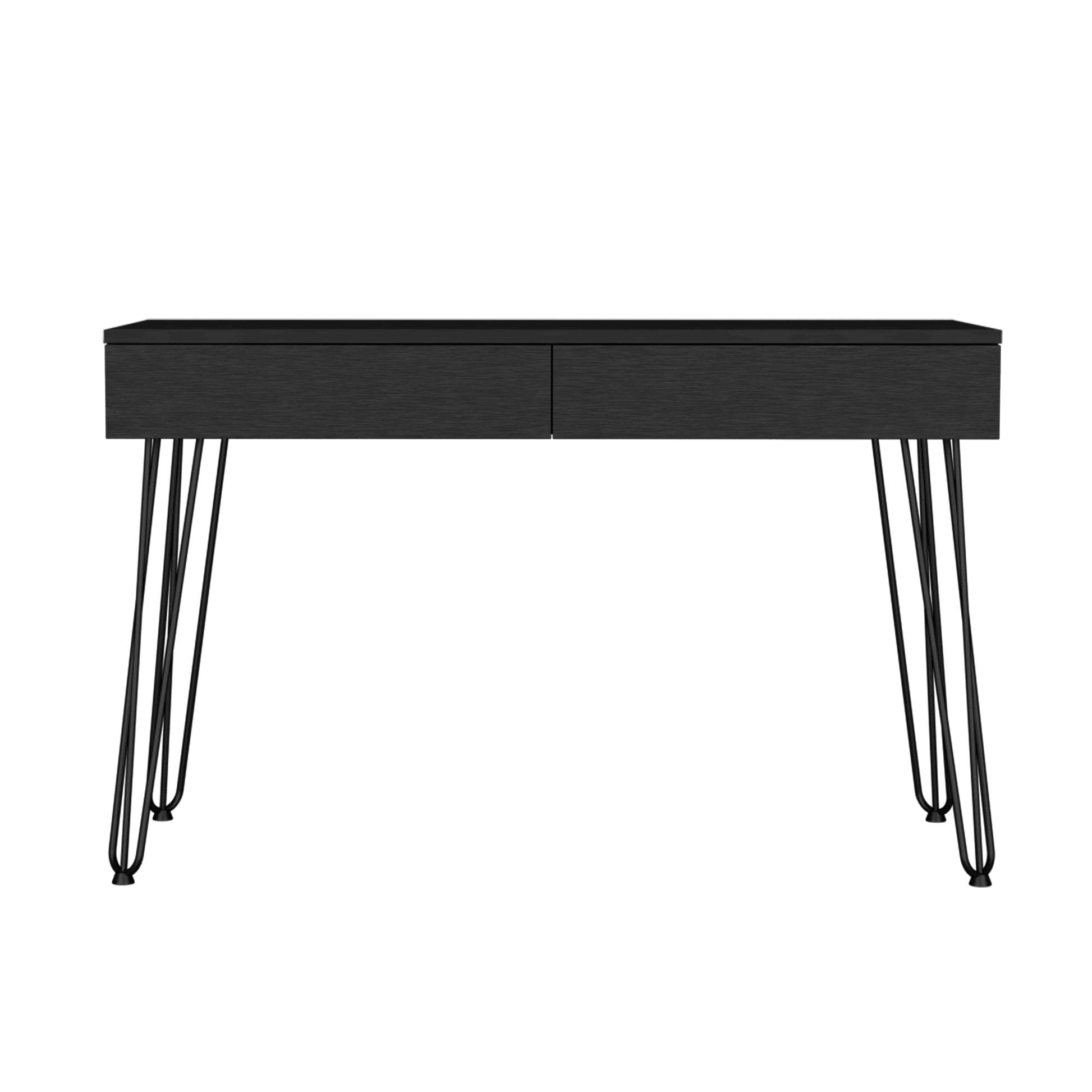Escritorio Rumat, Wengue, con Dos Cajones y Pata Metálicas ZF - VIRTUAL MUEBLES