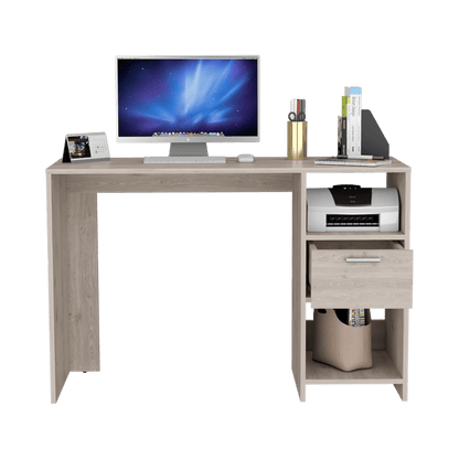 Escritorio Malasia, Humo, con Un Cajón Archivador y Dos Entrepaños ZF - VIRTUAL MUEBLES