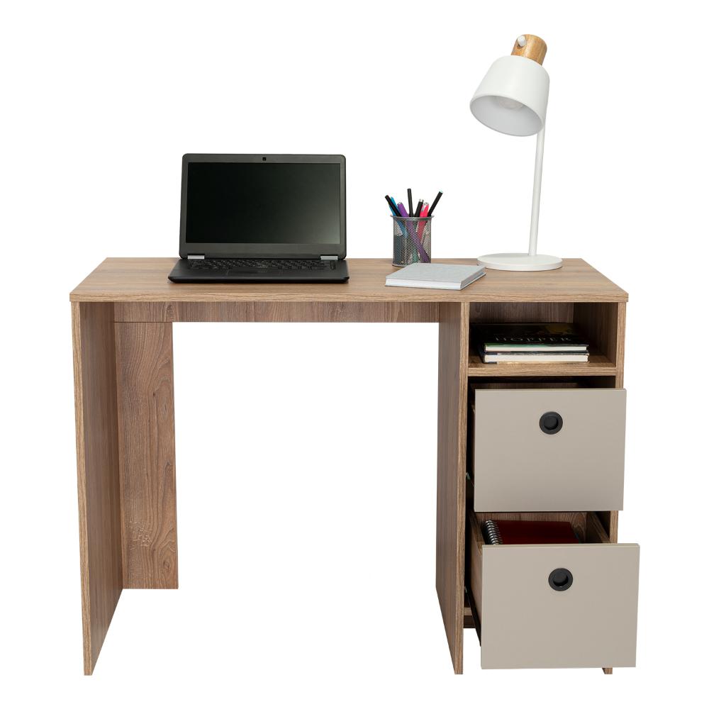 Escritorio Khali Z100 2 Cajones  Miel Taupe