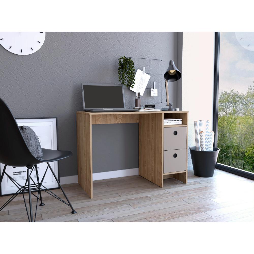 Escritorio Khali Z100 2 Cajones  Miel Taupe