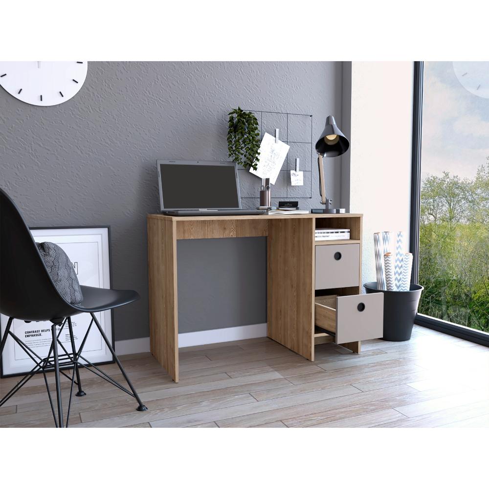 Escritorio Khali Z100 2 Cajones  Miel Taupe