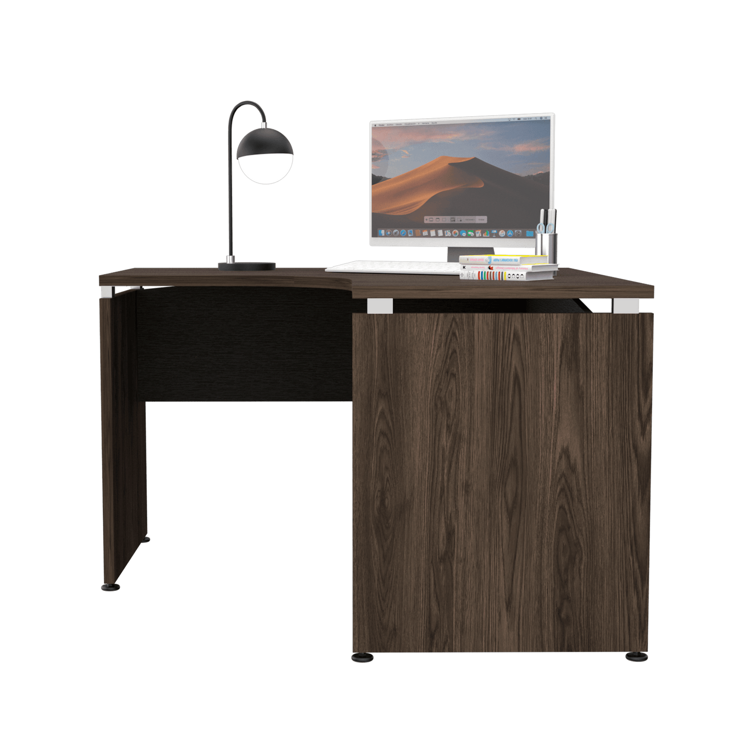 Escritorio En L Concept, Chocolate y Wengue, con Amplia Superfice