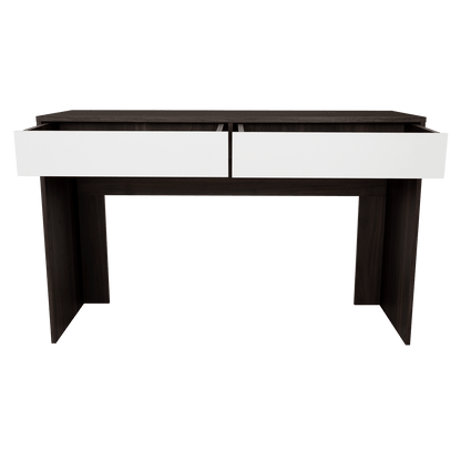 Escritorio Mantis, Caoba y Blanco, con Dos Cajones - VIRTUAL MUEBLES