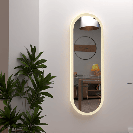 Espejo Oviedo led+touch, Rectangular con extremo superior e inferior en semicirculo - VIRTUAL MUEBLES