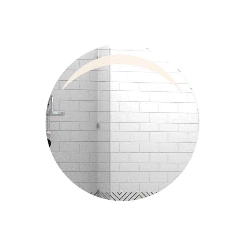 Espejo Bombay led+touch, En Forma redonda con diseño en Sandblasting en la parte superior - VIRTUAL MUEBLES