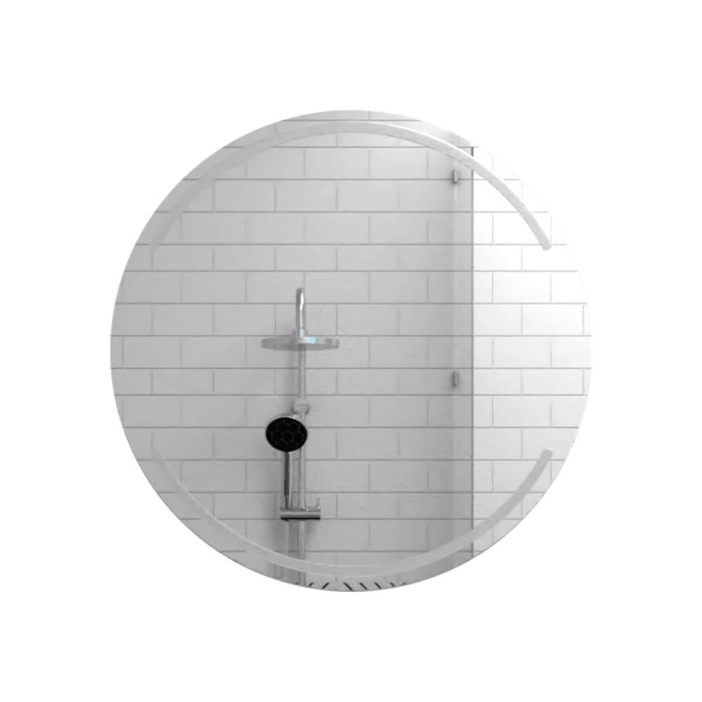 Espejo Dallas, Redondo con diseño en sandblasting en la parte superior e inferior - VIRTUAL MUEBLES