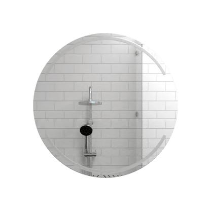 Espejo Dallas, Redondo con diseño en sandblasting en la parte superior e inferior - VIRTUAL MUEBLES