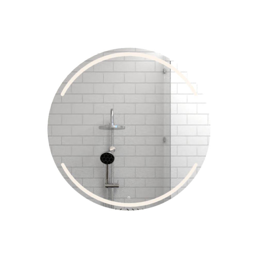 Espejo Dallas led+touch, De forma redonda con diseño en sandblasting en la parte superior e inferior - VIRTUAL MUEBLES