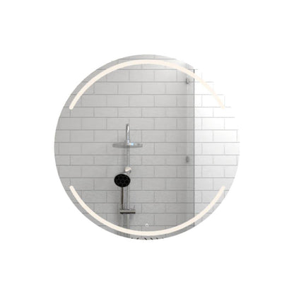 Espejo Dallas led+touch, De forma redonda con diseño en sandblasting en la parte superior e inferior - VIRTUAL MUEBLES