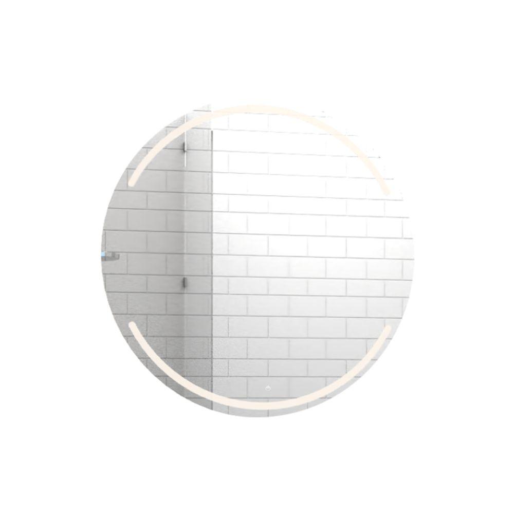 Espejo Dallas led+touch, De forma redonda con diseño en sandblasting en la parte superior e inferior - VIRTUAL MUEBLES