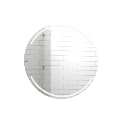 Espejo Dallas led+touch, De forma redonda con diseño en sandblasting en la parte superior e inferior - VIRTUAL MUEBLES