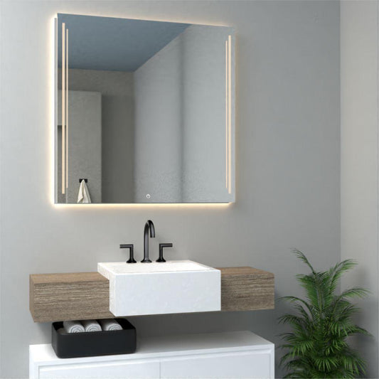 Espejo Toronto led+touch, Rectangular con diseño en Sandblasting - VIRTUAL MUEBLES