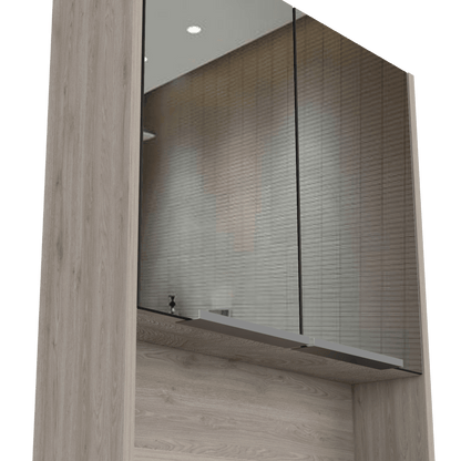 Gabinete de Baño Rawana, Humo, Incluye Espejo y Entrepaños Para Guardar Objetos de Aseo ZF - VIRTUAL MUEBLES