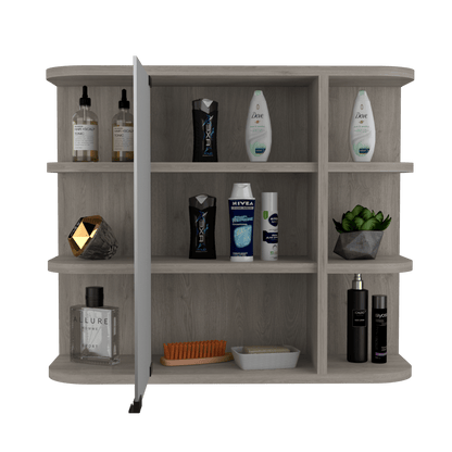 Gabinete de Baño Delio, Humo, con Una Puerta de Espejo Abatible y Seis Entrepaños ZF - VIRTUAL MUEBLES