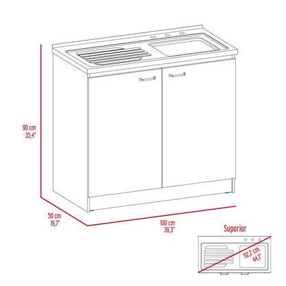 Gabinete Inferior Cantabria color Blanco Perla Y Cafe Claro Para Cocina.