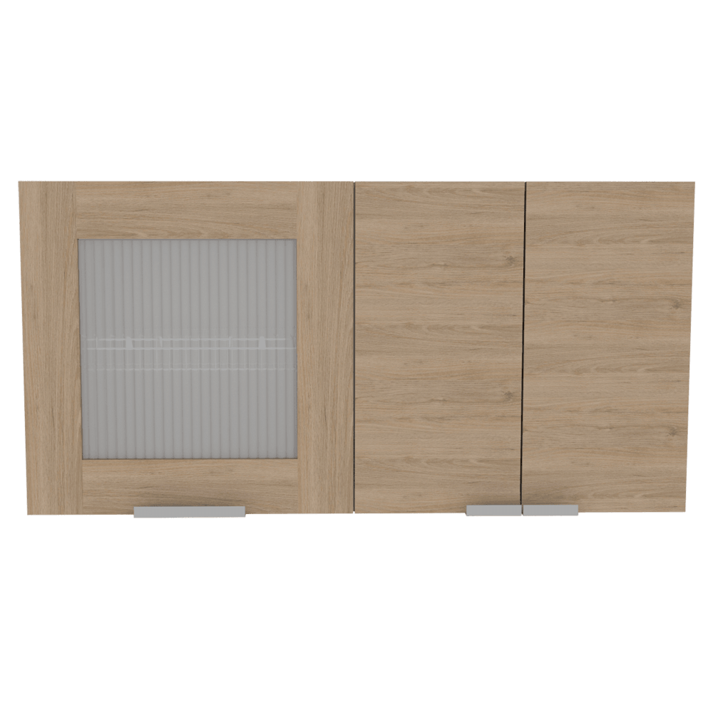 Gabinete Superior Diamante, Beige y Blanco, con Tres Puertas Abatibles