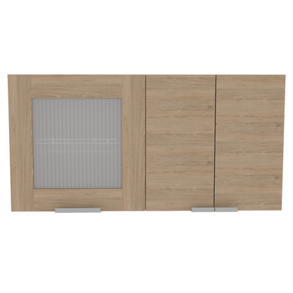 Gabinete Superior Diamante, Beige y Blanco, con Tres Puertas Abatibles