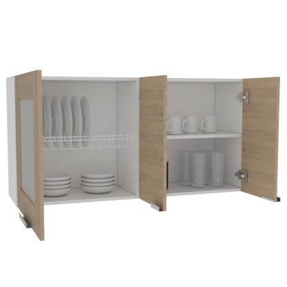 Gabinete Superior Diamante, Beige y Blanco, con Tres Puertas Abatibles