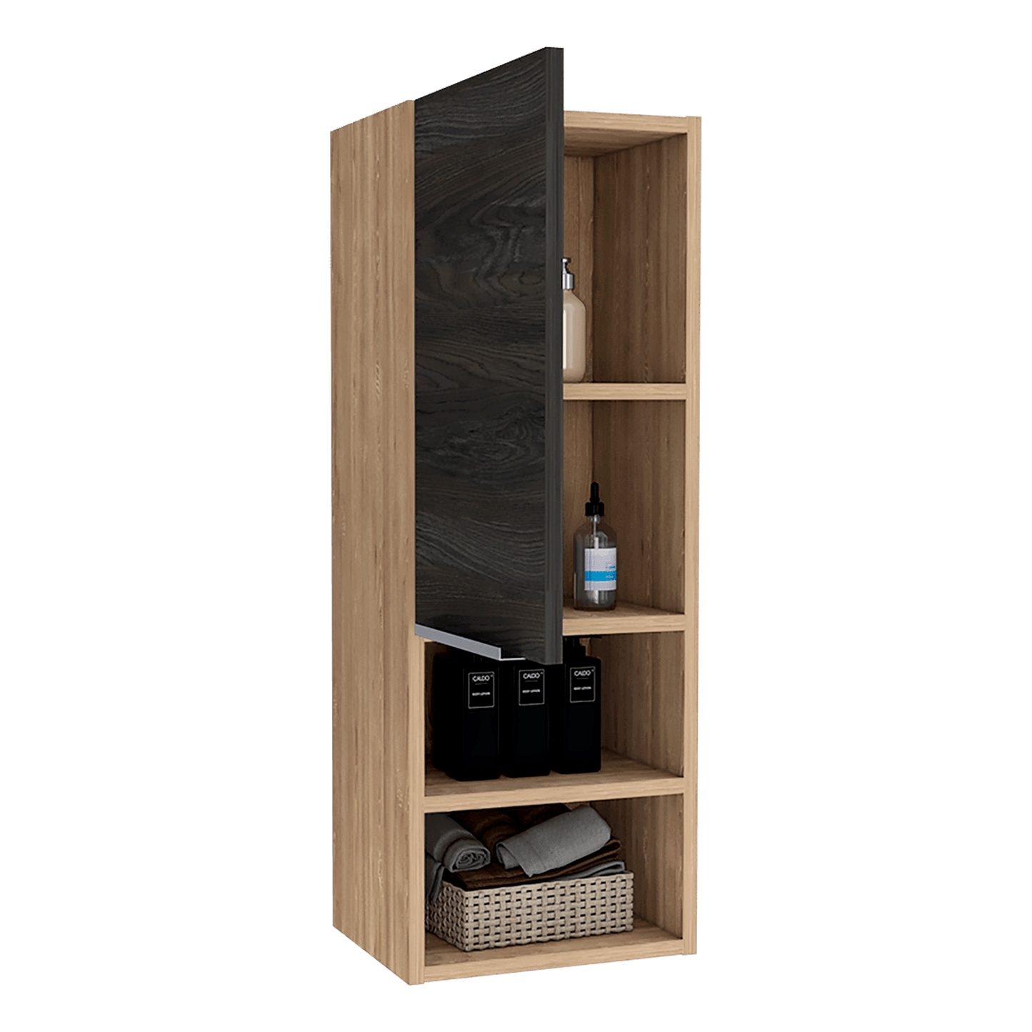 Gabinete de Baño Real, Miel y Grafito, Con Dos Puertas Batientes - VIRTUAL MUEBLES