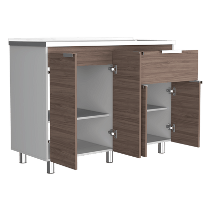 Gabinete Inferior Diamante color Blanco y Castaño para Cocina.