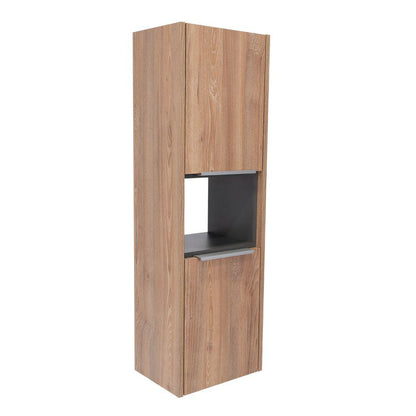 Gabinete de Baño Kairoz, Miel y Plata Oscuro, con Dos Puertas Abatibles y Cinco Entrepaños - VIRTUAL MUEBLES