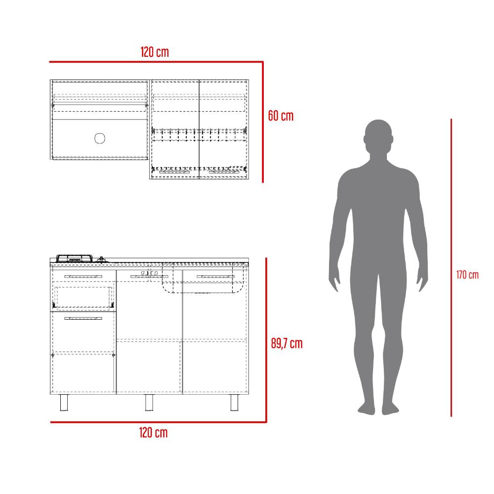 Cocina 120 Pierre  Milan Blanco Meson Derecho