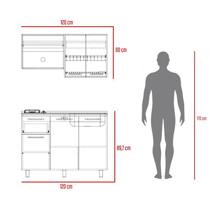 Cocina 120 Pierre  Milan Blanco Meson Derecho