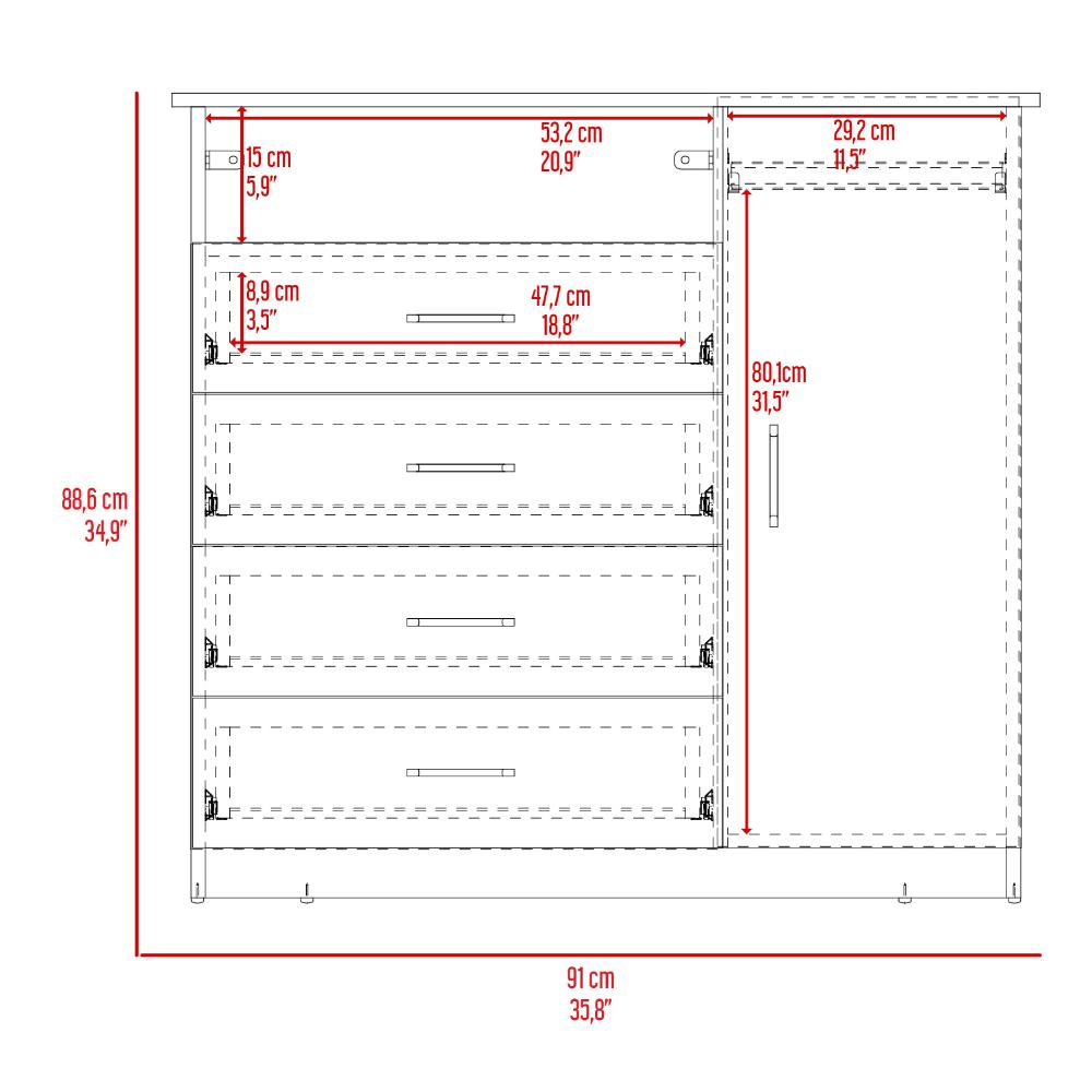 Organizador Peru Rovere y Blanco con Cuatro Cajones