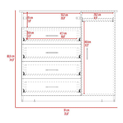 Organizador Peru Rovere y Blanco con Cuatro Cajones