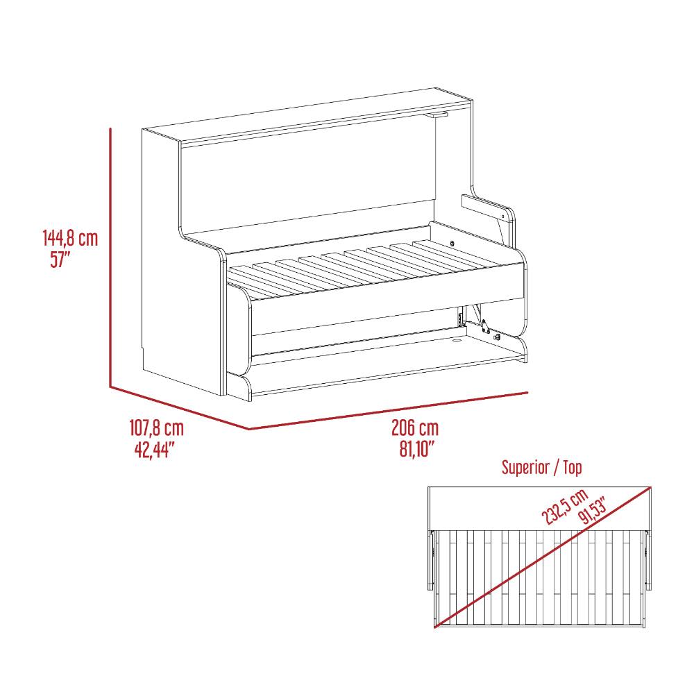 Cama Escritorio Multifuncional Kentme Macadamia y Plata