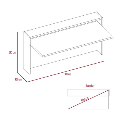 Escritorio Colgante Frello color Plata oscuro y Blanco para Oficina.