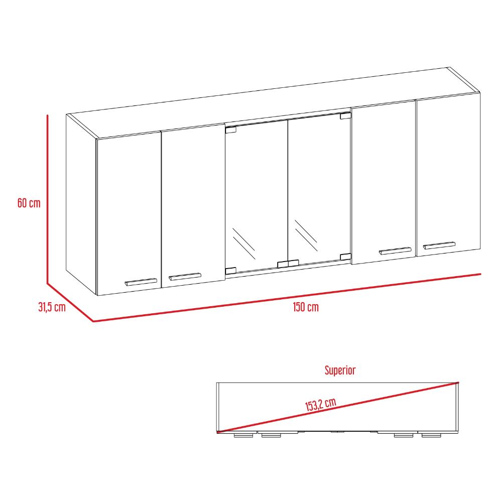Gabinete Superior Vegas Miel y Plomo 150 Cm