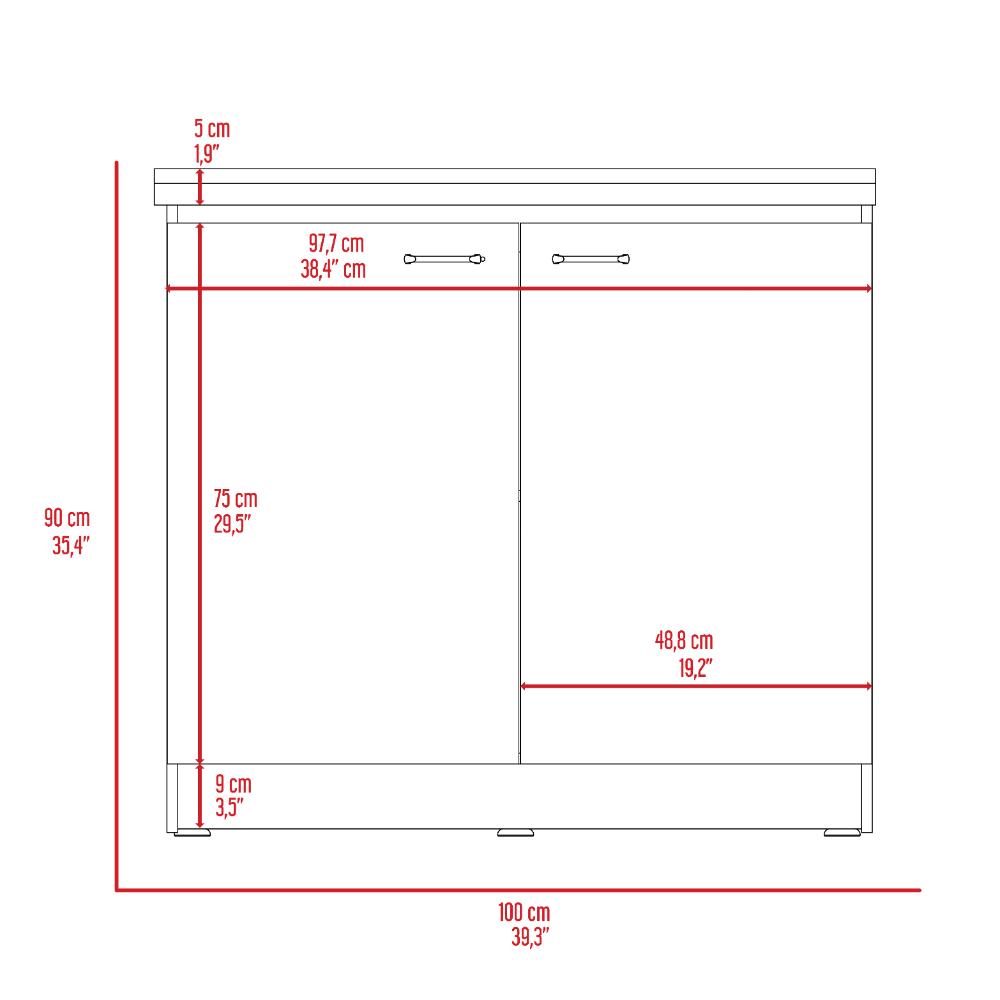 Gabinete Inferior Napoles Wengue y Blanco 100 Cm