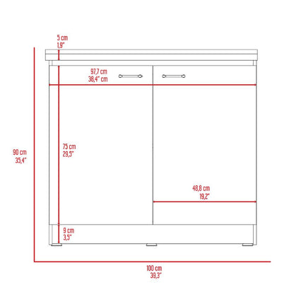 Gabinete Inferior Napoles Wengue y Blanco 100 Cm
