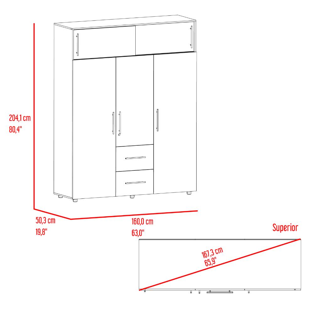 Closet Montano 160 Fresno Europeo y Blanco