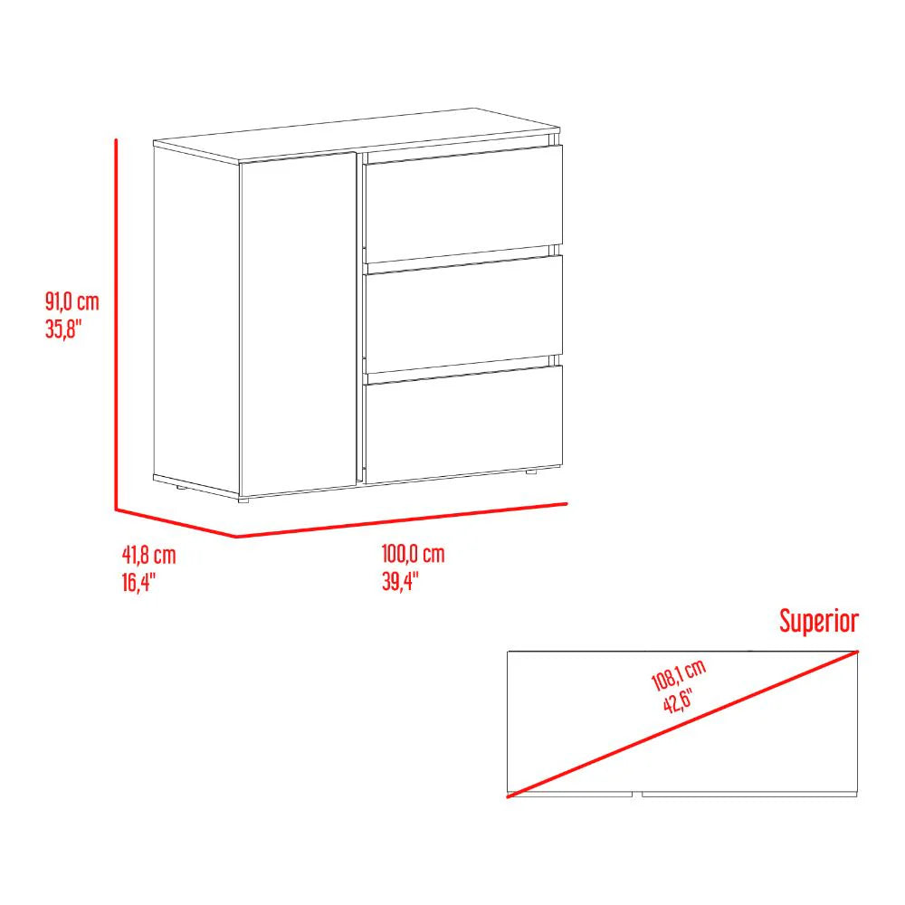 Comoda Niza Bardolino con 3 Cajones