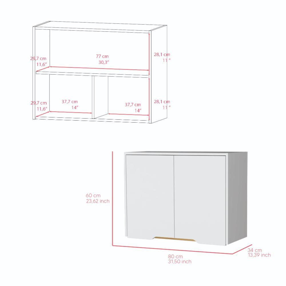 Mueble Superior de Cocina  Blanco y Macadamia 80 cm