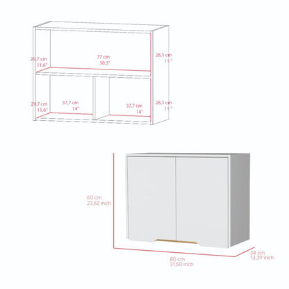 Mueble Superior de Cocina  Blanco y Macadamia 80 cm