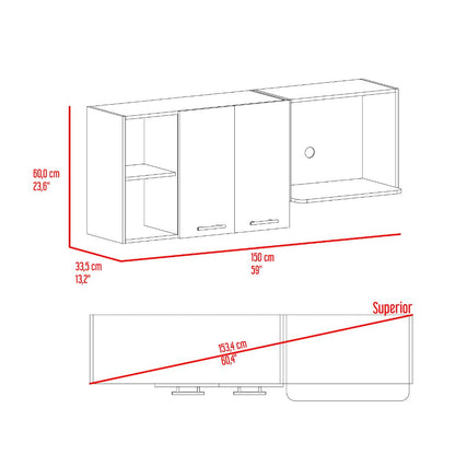 Gabinete Superior de Cocina Avon Blanco y Wengue 150 cm
