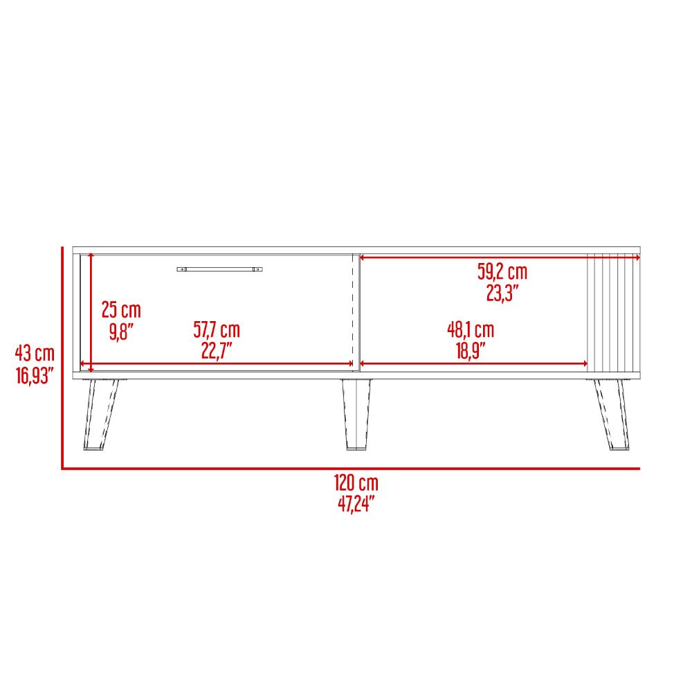 Mesa de Centro 43X120X60 Vance Fresno Europeo Capri