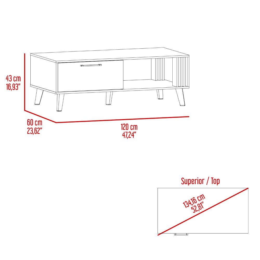 Mesa de Centro 43X120X60 Vance Fresno Europeo Capri