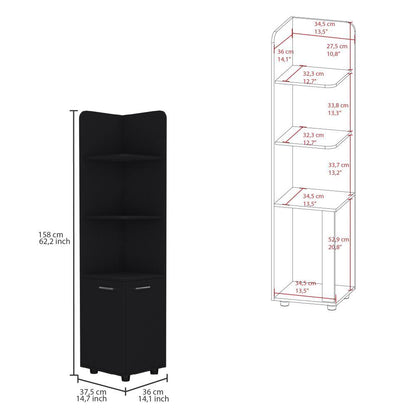 Mueble Esquinero Malibu, Wengue, con dos puertas abatibles y patas metalicas