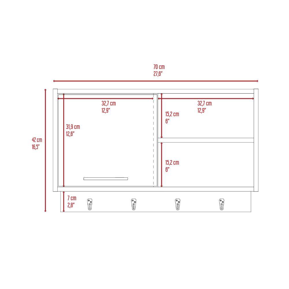 Gabinete Superior Auxiliar Buxton Blanco y Nogal 70 cm