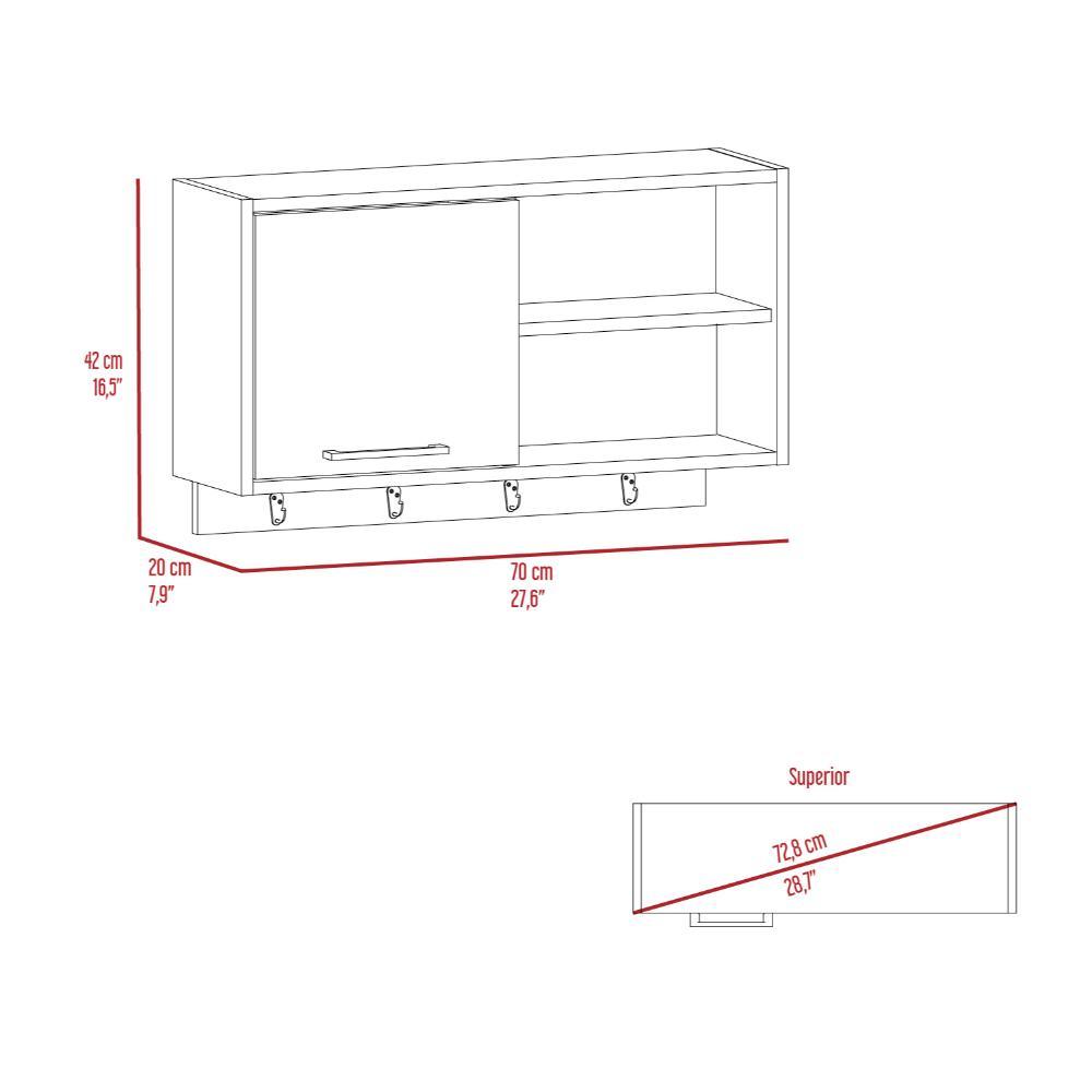 Gabinete Superior Auxiliar Buxton Blanco y Nogal 70 cm