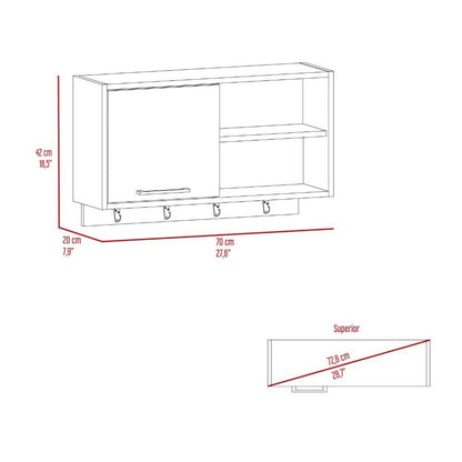 Gabinete Superior Auxiliar Buxton Blanco y Nogal 70 cm