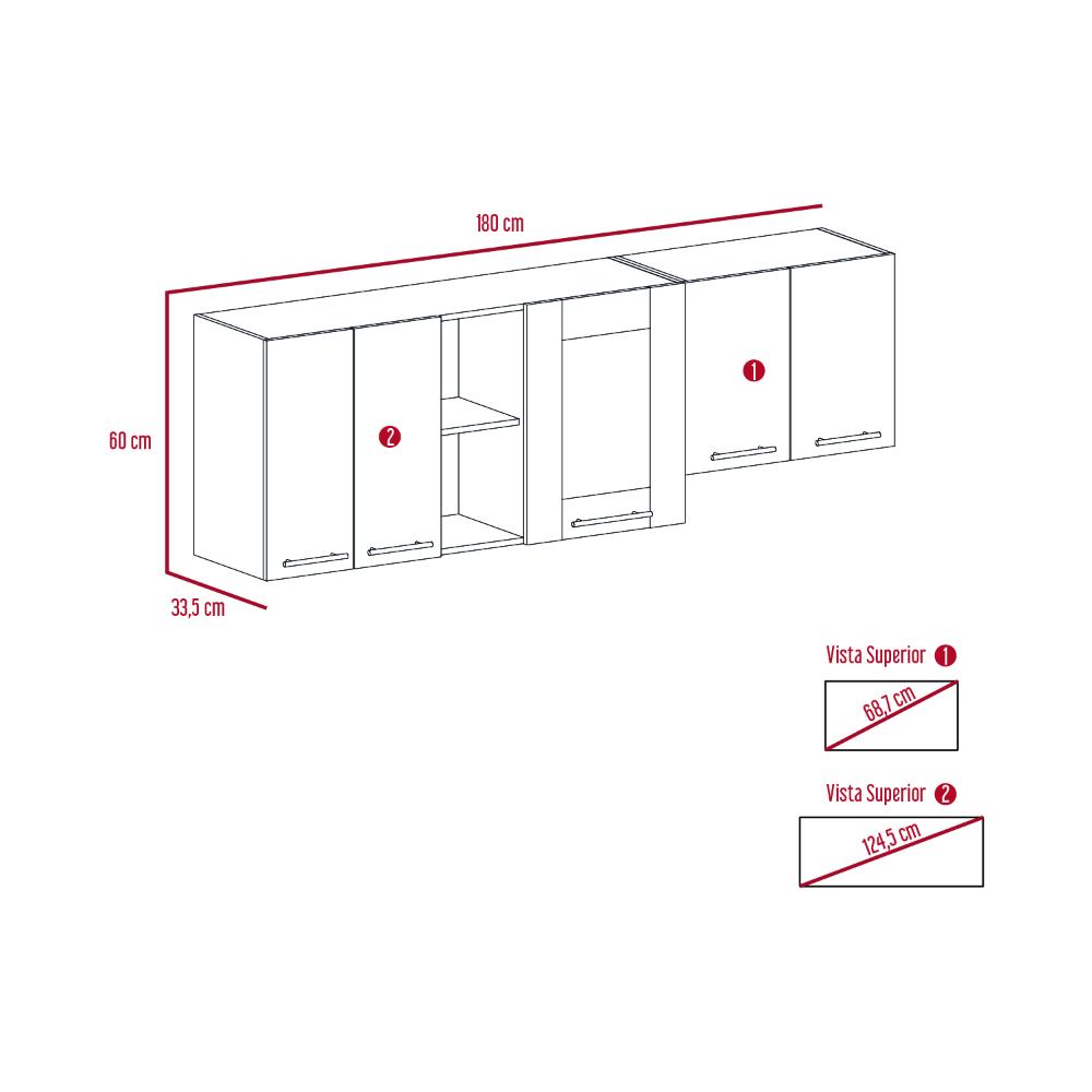 Gabinete Superior Piret Nacar y Blanco 180 Cm