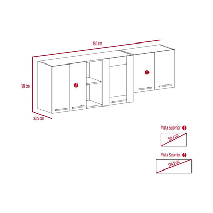 Gabinete Superior Piret Nacar y Blanco 180 Cm