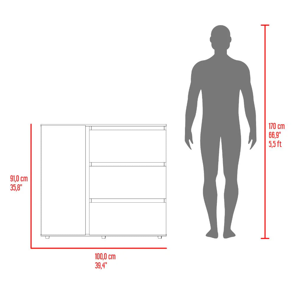 Comoda Niza Bardolino con 3 Cajones